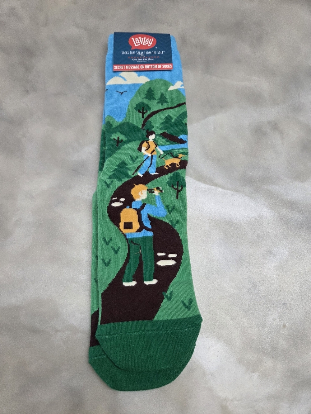 Lavley Men's Blue Scenic Crew Socks with Nature Motif Size OS